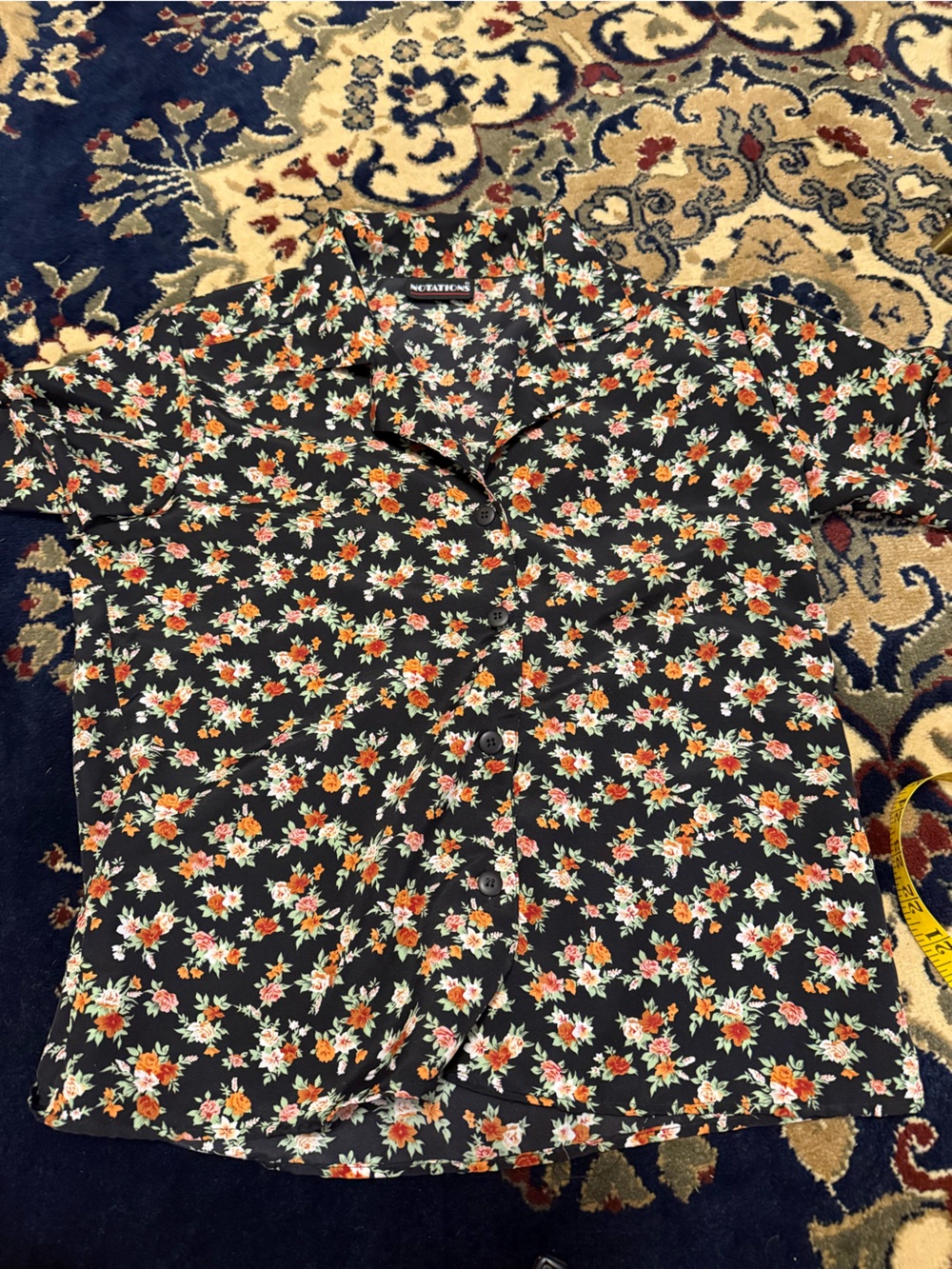 Notations Black Floral Button-Up Shirt